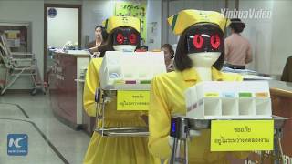 Chinadeveloped robotic nurses help in Bangkok hospital [upl. by Artie780]