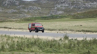 Colonsay Airport fire engine checks runway and prepares to respond ready for a landing Scotland UK [upl. by Breger]