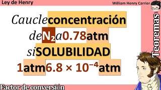 𝐋𝐞𝐲 𝐝𝐞 𝐇𝐞𝐧𝐫𝐲 Calcule 𝐜𝐨𝐧𝐜𝐞𝐧𝐭𝐫𝐚𝐜𝐢ó𝐧 𝐦𝐨𝐥𝐚𝐫 de N2 a 078 atm si la 𝐬𝐨𝐥𝐮𝐛𝐢𝐥𝐢𝐝𝐚𝐝 a 1 atm 68 × 10⁻⁴ molL [upl. by Sansone755]