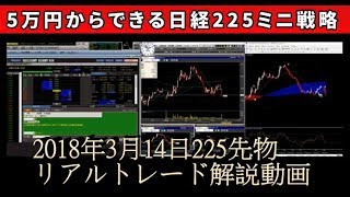 日経225先物ミニ「スーパースキャルピング225」シンプルな手法を繰り返して勝ち続けている2018年3月のリアルトレード動画 [upl. by Learrsi]