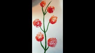 Cotton Swabs Painting Technique for Beginners  Flower Painting with Bud  Acrylic Painting [upl. by Darelle189]