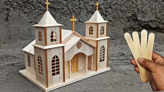 Iglesia Con Palitos De Helado  How To Make A Popsicle Stick Church [upl. by Razaele]