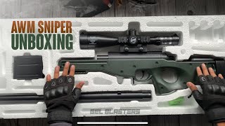 AWM SNIPER GEL BLASTER TOY GUN UNBOXING  Gel Blasters India [upl. by Enyawal151]