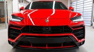 Delivery of a 2019 Lamborghini URUS in Rosso Anteros [upl. by Ymerrej]