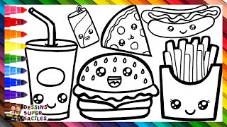 Dessiner et Colorier des Mignons FastFoods 🍔🍕🌭🥤🌈 Dessins Pour Enfants [upl. by Maryann104]