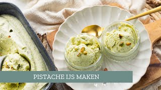 Zelf pistache ijs maken met maar 3 ingrediënten 💚  LeukeReceptennl [upl. by Anilemrac]