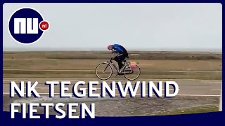 NK tegenwindfietsen gaat door tijdens storm Ciara [upl. by Suravaj]