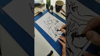 freehand dip pen inking a flower head  oibel art contemporaryart contemporaryartist art love [upl. by Cormier]