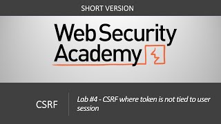 CSRF  Lab 4 CSRF where token is not tied to user session  Short Version [upl. by Aenad]