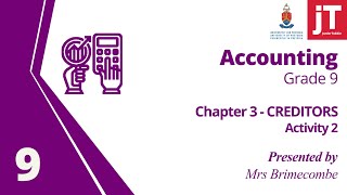 Gr 9  Accounting  Chapter 3  Creditors  Activity 2 [upl. by Geesey83]