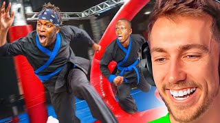 Miniminter Reacts To Ninja Warrior Youtubers Edition ft KSI Niko amp more [upl. by Arihsat]