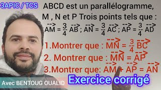 Exercice corrigé 9  Vecteurs et Translation  3AC [upl. by Shaddock]