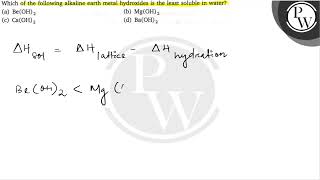 Which of the following alkaline earth metal hydroxides is the least soluble in water a \ \ma [upl. by Scammon621]