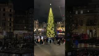 Trafalgar Square Christmas tree and market christmas london festiveseason christmasmarkets [upl. by Ahseniuq237]