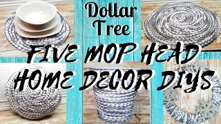 FIVE AWESOME DIY DOLLAR TREE MOP HEAD HOME DECOR IDEAS  MUST SEE THIS [upl. by Bret953]