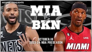 Brooklyn Nets vs Miami Heat Full Game Highlights  Oct 18  202324 NBA Preseason [upl. by Bettzel]