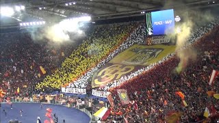 RomaBodo Glimt 40 la scenografia della Curva Sud e linno quotRoma Roma Romaquot cantato dai tifosi [upl. by Uhthna]