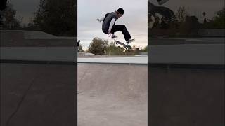 Kickflip FS Noseblunt Slide  AM Canyon Skatepark Bank W Ledge  Eli Williams skateboarding shorts [upl. by Alsworth16]