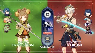 C4 YaoYao Hyperbloom amp C6 Bennett Overload  Genshin Impact Abyss 52 Floor 12 9 Stars [upl. by Cyril]