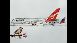 SPEED DRAWINGAirbus A380 and Embraer ERJ 175 [upl. by Letitia605]