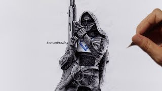 Hunter  Speed Drawing  How To Draw  Destiny 2 [upl. by Atnohsal]