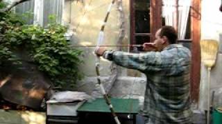 Homemade bamboo bow shooting [upl. by Yzus]