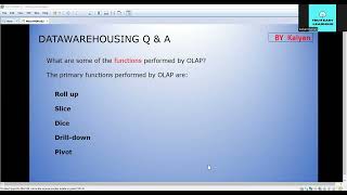 Datawarehousing Basics Interview QampA OLAP Funcntions ETL data warehouse interview [upl. by Yenruogis132]