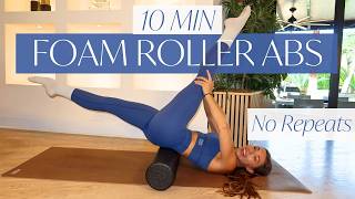 10 MIN FOAM ROLLER ABS WORKOUT  Deep Core Focused  At Home Pilates [upl. by Piero]