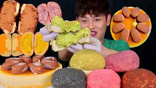 ASMR 크림가득 크림번 말차크림 초코크림 딸기크림 고구마크림 티코 치즈케이크 먹방 Full Cream Bread With Choco Cheese Cake MuKBang [upl. by Idoj660]