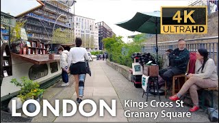 London Walk on 28423 St Pancras Kings Cross Sta Granary Square 4K Vlog Virtual Tour [upl. by Anner]