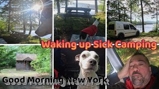 Limekiln State Campground Inlet NY Site 49 Waking up SICK Camping AFT 2024🔥🆙 vanlife camping [upl. by Ahsikan241]