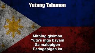 Philippines Anthem in Cebuano Yutang Tabunon in Normal Speed With Lyrics [upl. by Ailekat706]