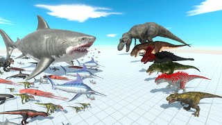 Tyrannosaurus Rex Evolving Into Dark TRex VS Megalodon and Aquatics  Dinosaurs Best Fight [upl. by Aeel]