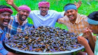 50 KG MUSSELS  River Mussels Fry Recipe Cooking amp Eating In Village  Rare Healthy Recipe [upl. by Dahle654]