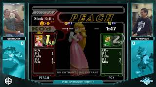 PH3  Destroyah Peach vs M Pegasus Fox  SSBM Pool B2 WR2  Smash Melee [upl. by Rosio]