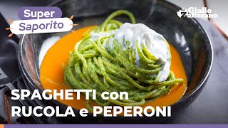 SPAGHETTI con PESTO di RUCOLA CREMA di PEPERONI e STRACCIATELLA🤤🧡🌿 [upl. by Meggs868]