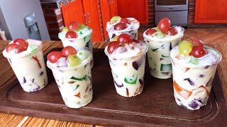 Postre navideño con 4 ingredientes GELATINA CON CREMA ensalada frutal de gelatina [upl. by Earased]