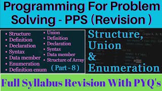 PPS Full Syllabus Revision With PYQs Part8  Programming For Problem Solving Revision With PYQs [upl. by Annalee]