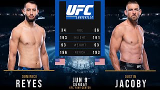 DOMINICK REYES vs DUSTIN JACOBY FULL FIGHT UFC LOUISVILLE [upl. by Lurie]