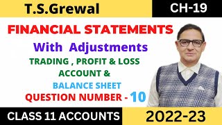 FINANCIAL STATEMENTS WITH ADJUSTMENTS Chapter19 TSgrewal Solution Questionno10 Class11 [upl. by Tihom]