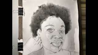 Applying Charcoal Powder on my Afro Hair drawing artist afrohair drawing livestream howtodraw [upl. by Annayar]