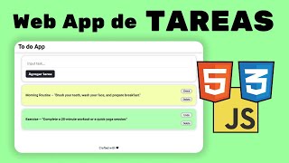 2 Cómo Crear Una Web App De Tareas con HTML CSS y JavaScript [upl. by Delores]