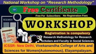 Free National  Three Day Workshop  Research Methodology  Research Scholars  Social Sciences [upl. by Tabib]