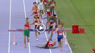 Lamecha Girma fall Moment at mens 3000m Steeplechase race  Paris Olympics 2024 [upl. by Laina864]