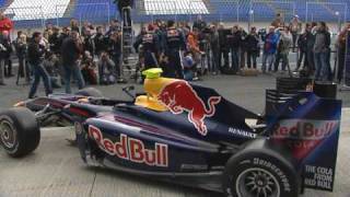 2009 Red Bull Racing RB5 presentation roll out and drive [upl. by Rik]