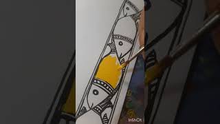 Border design painting in madhubanimithila painting style  Border  Fishes  Art  Shorts [upl. by Mylan]