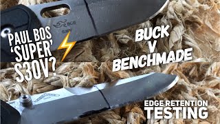 Heat Treat Hype Bucks Bos s30V vs Benchmade S30V  Edge Retention comparison [upl. by Emoryt]