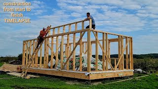 Wooden frame house frame construction from start to finish TIMELAPSE [upl. by Myrle]