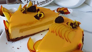 Torta entremet alle pesche e glassa aspecchioTort entremet cu piersici si glazura oglinda [upl. by Inaffets]