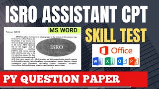 ISRO CPT SKILL TEST 2024  Previous paper MS word  Cpt test [upl. by Retsila824]